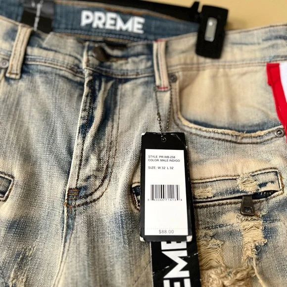 Gray Skinny Jeans with Red Accents - Picture 2 of 9